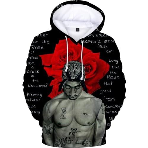Hoodie Rapper 2Pac Tupac Hip Hop Fashion Hoodie Men Pullover Plus Size 3d Mens Hoodies Sweatshirts Thin Tupac 2Pac Sweat Homme