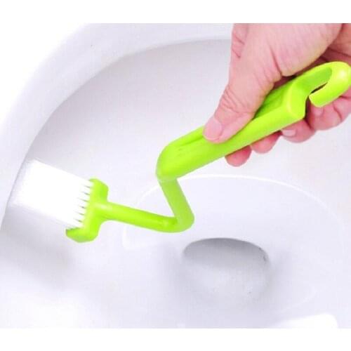 2Pcs Toilet Cleaning Brush Bathroom Cleaning Accessories Portable Toilet Brush Corner Brush Bending Handle Scrubber Curved