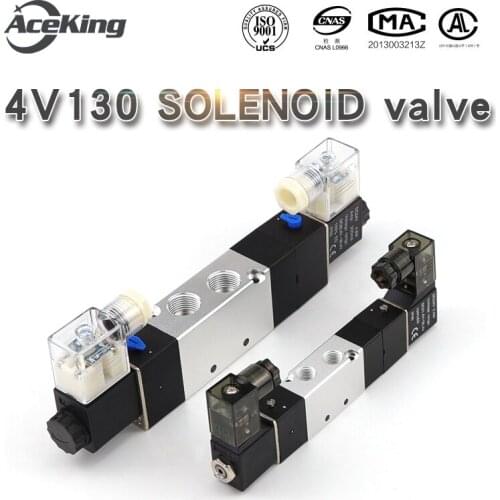 Three-position five-way solenoid valve 4V130C/4V130P/ 4v130e-a /B06 DC24V AC220V DC12V medium seal pneumatic valve