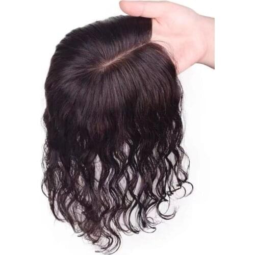 Wavy Human Hair Topper Silk Base Women Toupee European Virgin Hair Piece 13X12cm Free Parting Silk Toppers for Thinning Hair