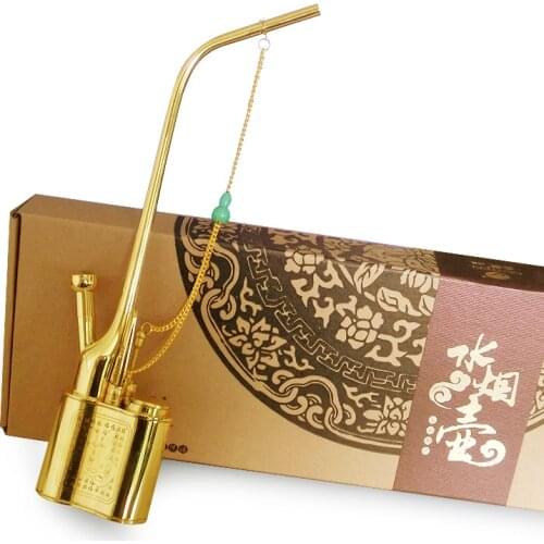 High Quality copper Vintage Large hookah water tobacco pipe Brass Cigarette holder Smoking Pipe With Gift Box