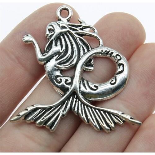 WYSIWYG 3pcs 40x41mm 3 Colors Antique Gold Antique Silver Color Antique Bronze Big Mermaid Charms Pendant Charms