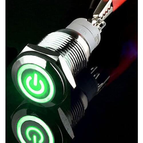 YOCOMYLY 16mm 12V Green power/angel eye Circle LED Momentary Push Button Switch Car