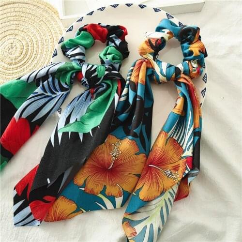 Sunshine Elastic Bow Scrunchies Women Headbands Hair Ties Stretch Ponytail Hair Rope Bands Hair Ring Girl Hair Accessories