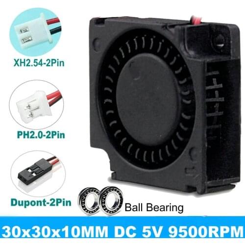 1Pcs DC 5V Dupont 2Pin 3cm 30mm 30x30x10mm Small Turbine Blower Fan for 3D Printer Cooling Ball Bearing