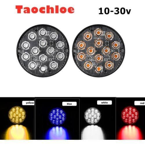 2x 14 LED Car Truck Light Emergency Signal Beacon Warning Hazard Flash Waterproof IP67 Round Lamp Safety Semaphore Strobe Light