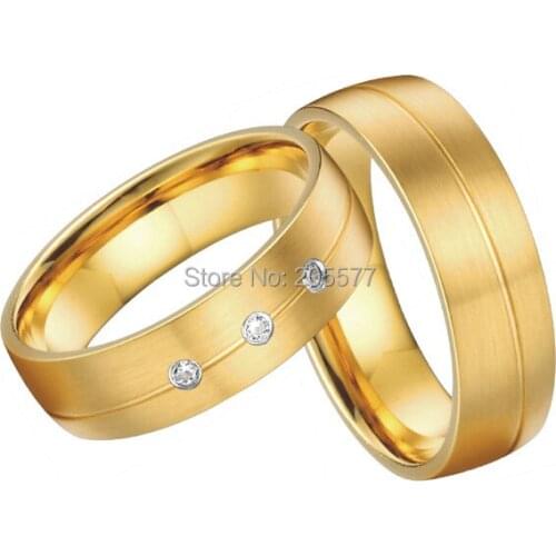 2017 gold plating ring European style custom health titanium engagement wedding bands for men and women couples
