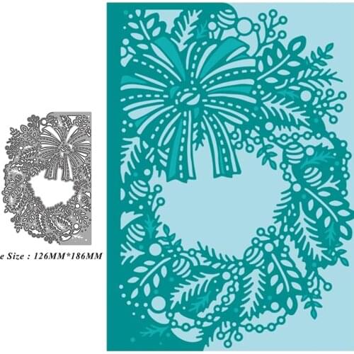 2021 Christmas Cut Die Christmas Wreath Lace Metal Cutting Dies Diy Molds Scrapbooking Paper Making Die Cuts Crafts
