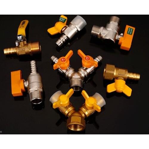 Vidric all copper thick gas valve three-way valve 4 points inside the wire outside the brass gas valve natural gas switch ball v