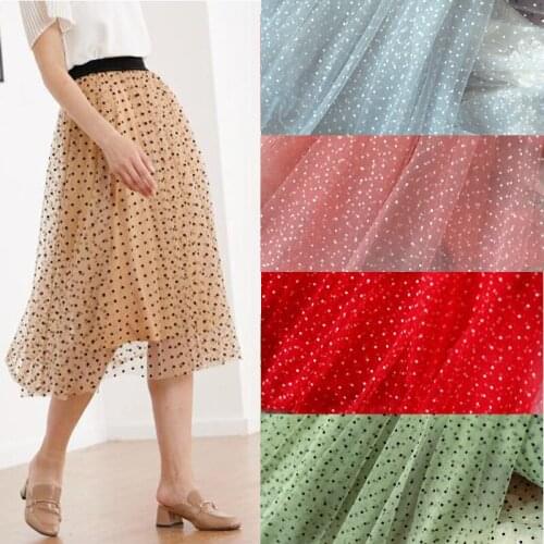5Meters 160cm Multicolor Flocked Polka Dot Mesh Tulle Fabric High Quality Bridal Dress Wedding Decoration Puff Skirt Net Fabric