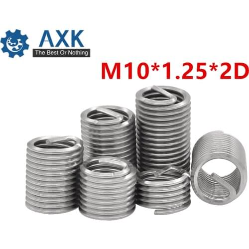 50pcs M10*1.25*2D Wire Thread Insert A2 Stainless Steel Wire Screw Sleeve M10 Screw Bushing Helicoil Wire Thread Repair Inserts