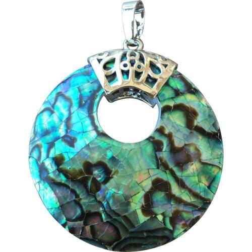 Free Shipping Women Fashion Jewelry 38mm New Zealand Abalone Shell Round Women Men Pendant Bead C9429