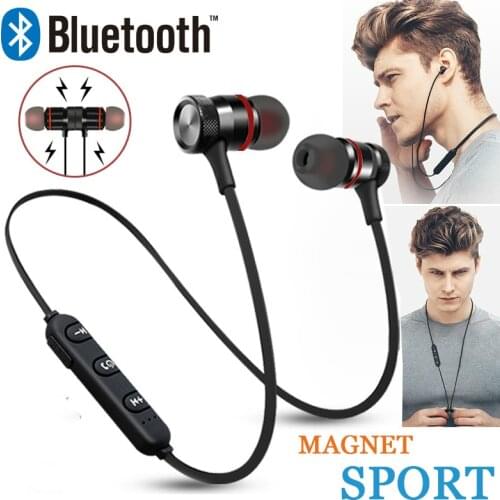 Wireless Bluetooth Headphones Sports Neckband Magnetic earphones Stereo Earbuds Music Metal Headset With Mic For all smartphones