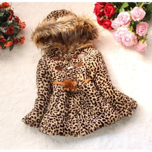 Russia Winter Jackets Girls Autumn Leopard Outerwear Kids Hooded Thick Long Coats Warm Outift Children Clothing New Year Jacket