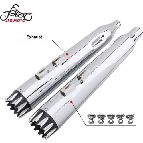 For Harley Road Glide Road King Electra Glide Street Touring Bagger Models Motorcycle Chrome Exhaust Pipe With Mounting Hardware