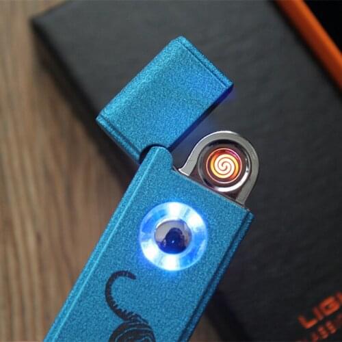 Double Side Lighting with Coarse Tungsten Wire Windproof Electronic USB Cigarette Lighter with Lighting Button