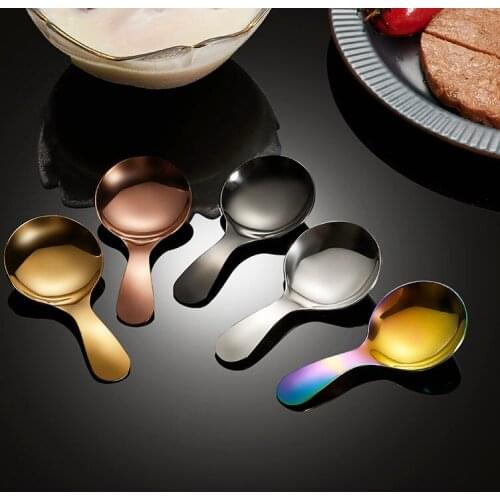 Short Ice Cream Spoon Stainless Steel Round Ice Cream Dessert Watermelon Spoon Kitchen Gadget Retro Fashion Gift Spoon