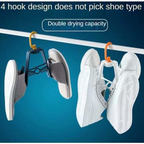 Multifunctional Shoe Rack Rotatable Balcony Shoe Rack Storage Rack Double Hook Outdoor Windproof Shoe Rack Drying Rack