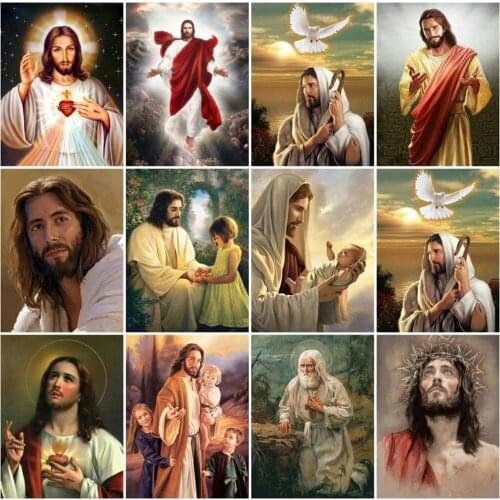 Canvas Size 5D Diy Diamond Painting Cross Stitch Kit Diamond Mosaic Embroidery " Jesus " Painting Square/Round Drill Gift