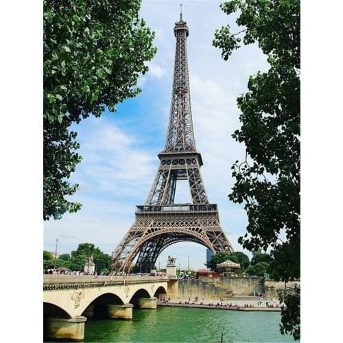 Landscape Paris Tower DIY Embroidery 11CT Cross Stitch Kits Needlework Craft Set Printed Canvas Cotton Thread Wholesale