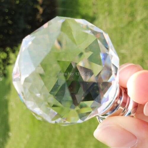 New 40mm Crystal Cabinet Drawer Knob Wardrobe Closet Glass Handle Kitchen Cabinet Knobs Shoesbox Handle Wine Cabinet Pull