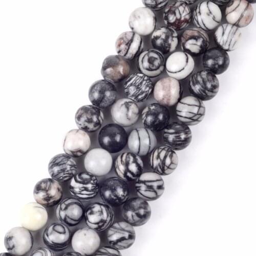 Wholesale Black Web Jaspers Natural Stone Beads Minerals Loose Beads For Jewelry Making Diy Bracelet Necklace 15" Strand
