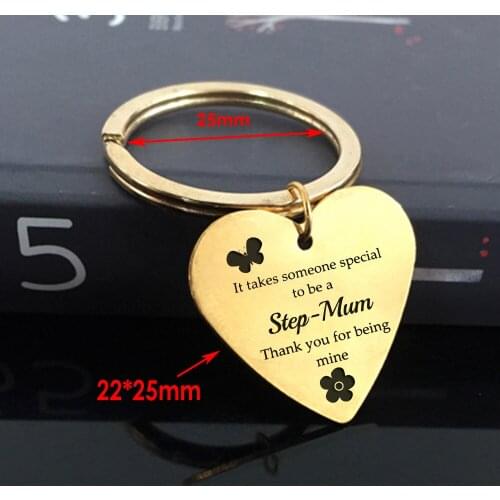 FLYANGEL Stepmother Gift Exquisite Heart Keychain—It Takes Someone Special To Be A Step-mum,Thank You For Being Mine