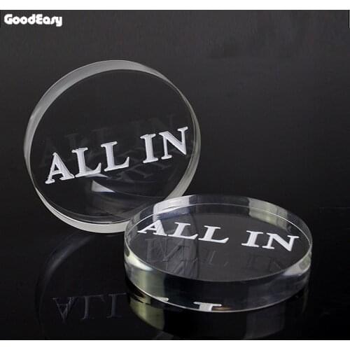 Transparent Round All In Dealer Button Pressing Acrylic Texas Hold'em Poker Casino ALL IN