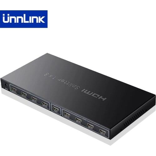 Unnlink HDMI-compatibe Splitter 1X8 UHD 4K@30Hz FHD 1080P@60Hz 1 Input 8 Output for LED 4K TV mi box ps4