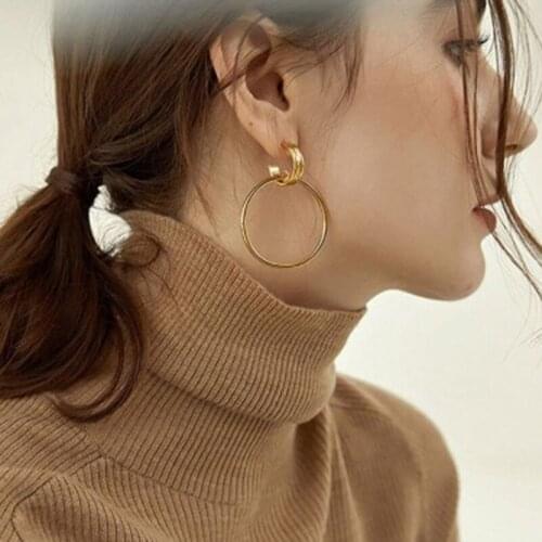 RKR Hyperbole Luxury Round Drop Earrings For Women Occident Style Gold Color Brass Earrings 2021 New Fashion Jewelry Wholesale
