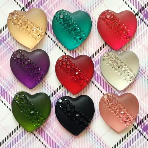 DIY heart-shaped resin rhinestones wedding accessories scrapbook gift resin drill 20pcs/lot A23