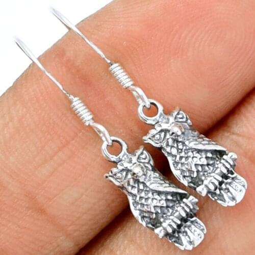Guarantee Plain 925 Sterling Silver OWL Earrings , 29 mm, 3.5 g, SPJ2039