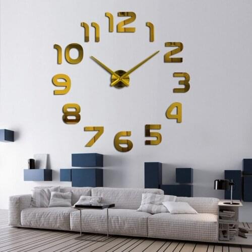 Modern New Hanging Clock Wall Clocks Horloge 3d DIY Acrylic Mirror EVA Stickers Home Decoration Living Room Quartz Needle Clock