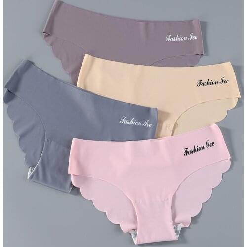 G-Strings Sexy Woman Thong Ice Silk Low Waist Seamless Panties For Women Girl Underwears Female Lingerie Brazilian Panties M-XL