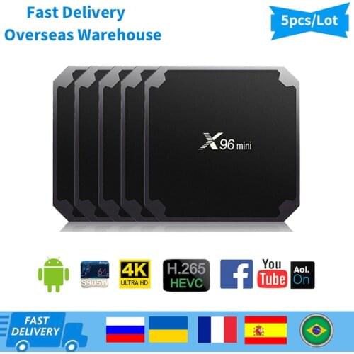 5pcs X96 mini Smart TV Box Android 9.0 Amlogic S905W 1080p HD 4K Media Player tvbox Google Youtube 2GB 16GB Set Top Box X96mini