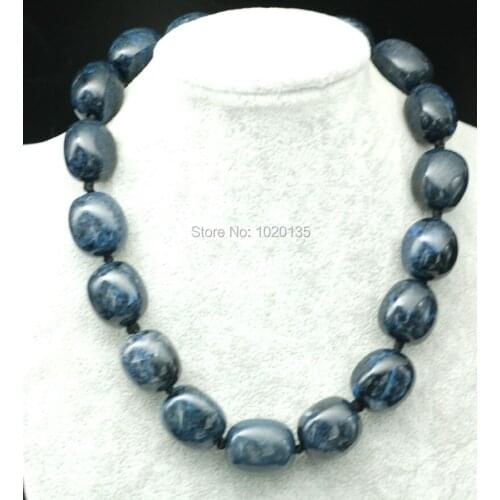 Wow! blue AGATE baroque 18-22mm necklace 17inch nature beads wholesale