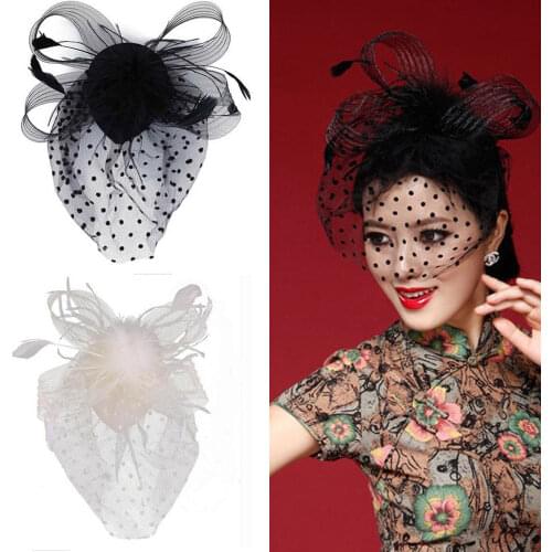 Women Hair Accessories Wedding Bridal Veils Decorated European Style Feather Fascinator Cocktail Party Hat Headwear Party