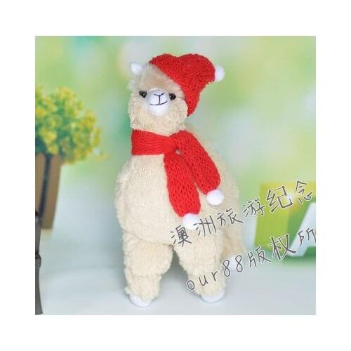 High quality goods lovely alpaca 29cm toy red scarf& hat alpaca doll christmas gift d988