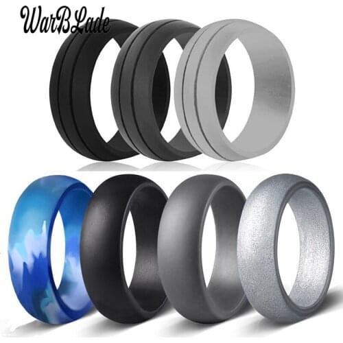 WBL 6-12 Size Hypoallergenic Crossfit Flexible Rubber Rings 8mmSilicone Finger Ring For Men Women Wedding Jewelry Gift 7pcs/set