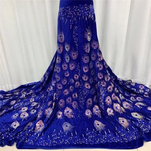 Royal Blue High Quality Sequins BZL-5.120709 Latest African Sequence Lace Fabric for Bridal Lace Nigerian Net Lace Fabric