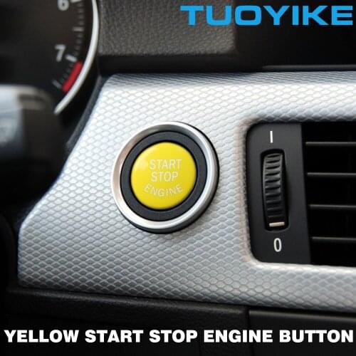 Yellow Car ENGINE START STOP Switch Push Button Replace Cover For BMW 3 5 Series E36 E90 E91 E60 X1 E84 X3 E83 X5 E70 X6 E71 E72