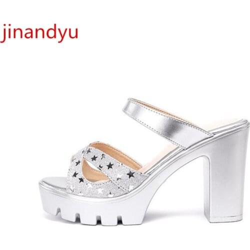 Size 43 Woman High Heels Chunky Sandels for Women Mules 2021 Platform Heels Slides Slippers Fashion Sexy Sandals on Platform