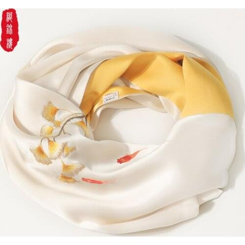 Brocade house Hangzhou silk silk silk scarves women mulberry silk long embroidery scarf double shawl winter