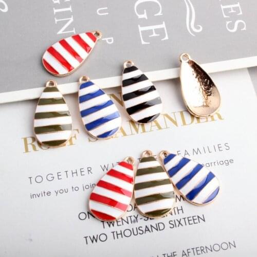13*25mm KC Gold Color Stripe Water Drop Charms Korean Earrings Pendant DIY Accessories For Handmade Jewelry Necklace 50pcs