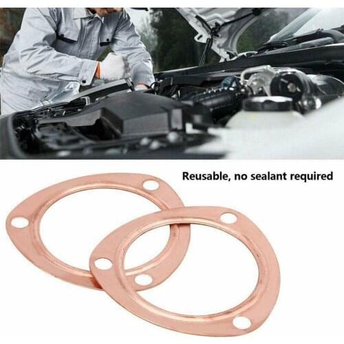 2pcs 2.5inch Copper Header Exhaust Collector Gaskets Reusable For SBC BBC 302 350 454