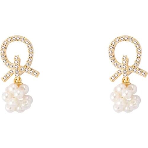 2021 Fashion Jewelry New Trend Korean Gold Plated Crystal Pearl Earrings Bijoux Argent 925 Charm Stud Earrings For Women