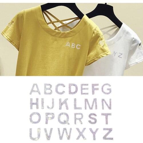 26pcs Alphabet Patches Iron on Rhinestone DIY Letter Applique