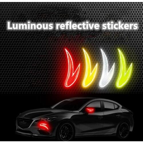 2pcs 3D car sticker Car door collision avoidance sticker Luminous Reflective creativity Cool car stickers Block scratches