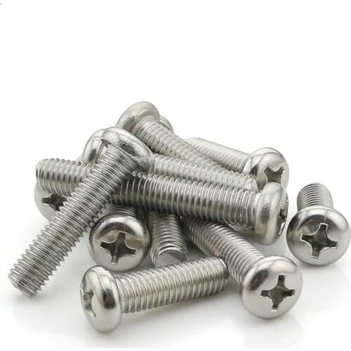 4PCS 304 Stainless Steel Round Phillips Pan Head Machine Screws M6 * 30