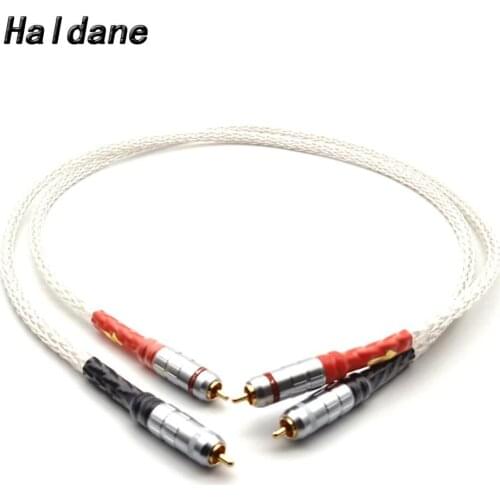 Haldane Pair HIFI Hi-End 16+16AG Single Crystal Silver RCA Reference Interconnect Audio Cable with Gold plated CMC RCA PLUG